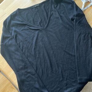 RAG & BONE Staple V Neck Long Sleeve Black Medium